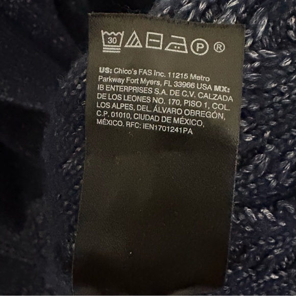 White House Black Market WHBM Wool Blend Navy Long Cardigan Sweater Size L - Picture 7 of 8